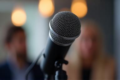 Microphone during an interview.