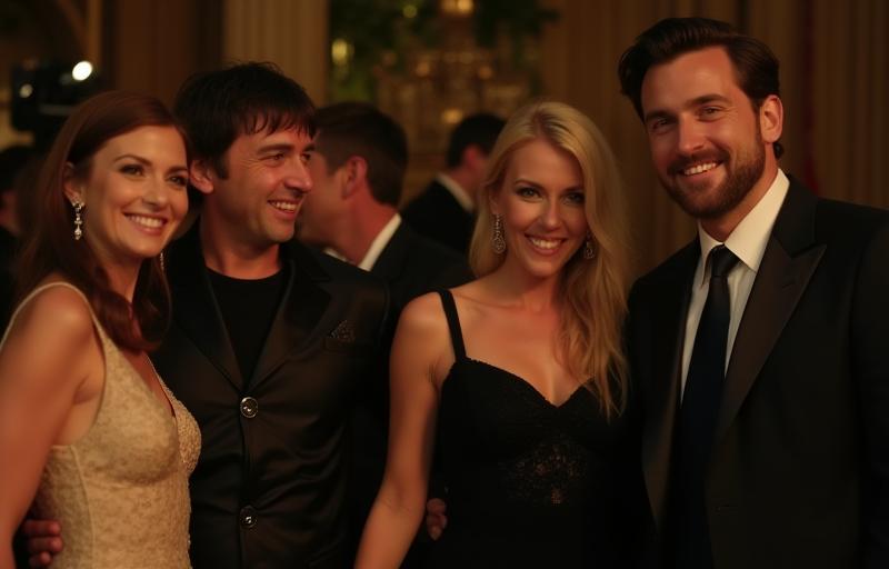 Group of celebrities at an event.